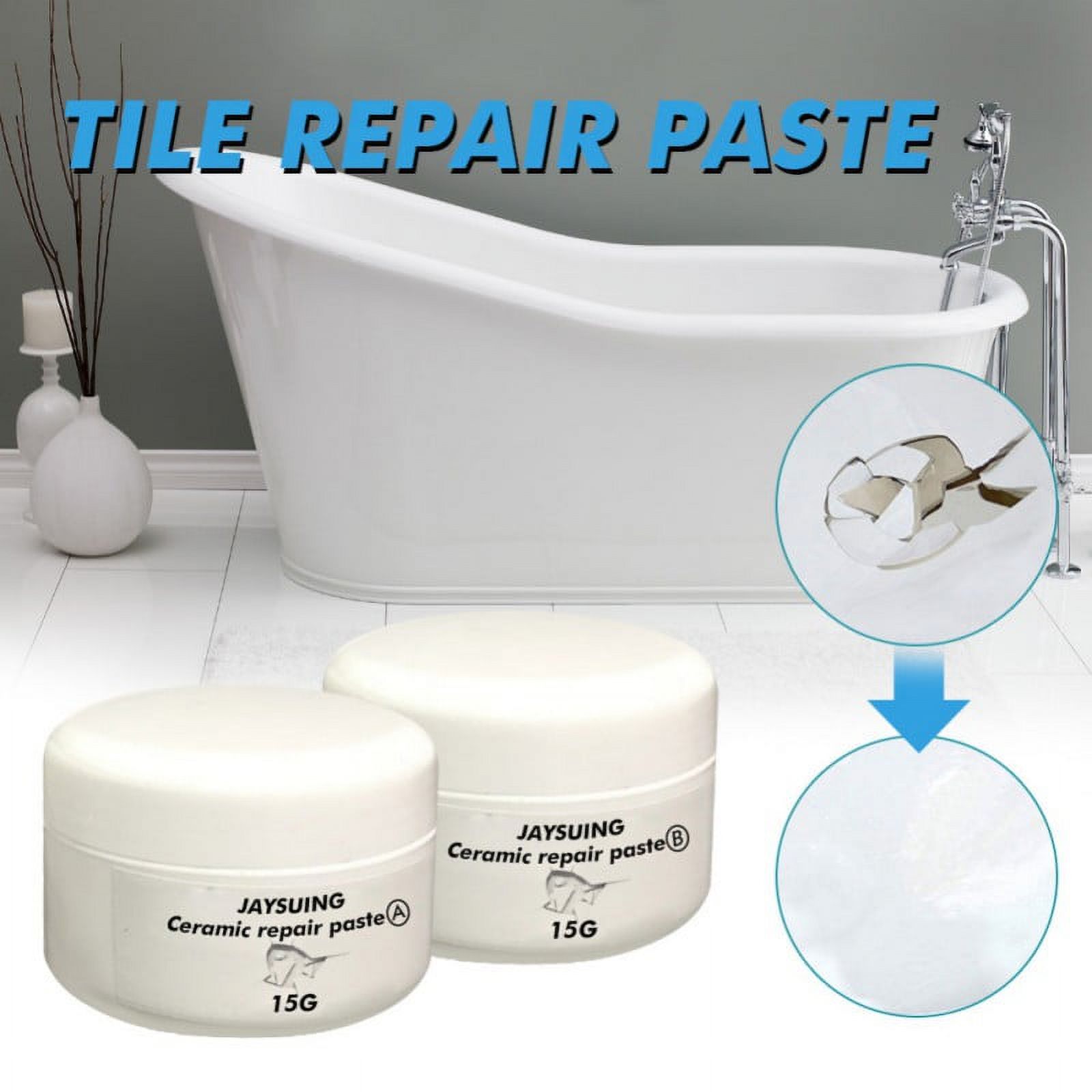 Ceramic Repair Paste Kit A+B, Tub Tile Shower Repair White Bathtub